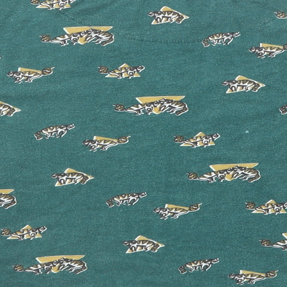 BDG Womens Green Geometric Cotton Basic T-Shirt Size 2XS Round Neck