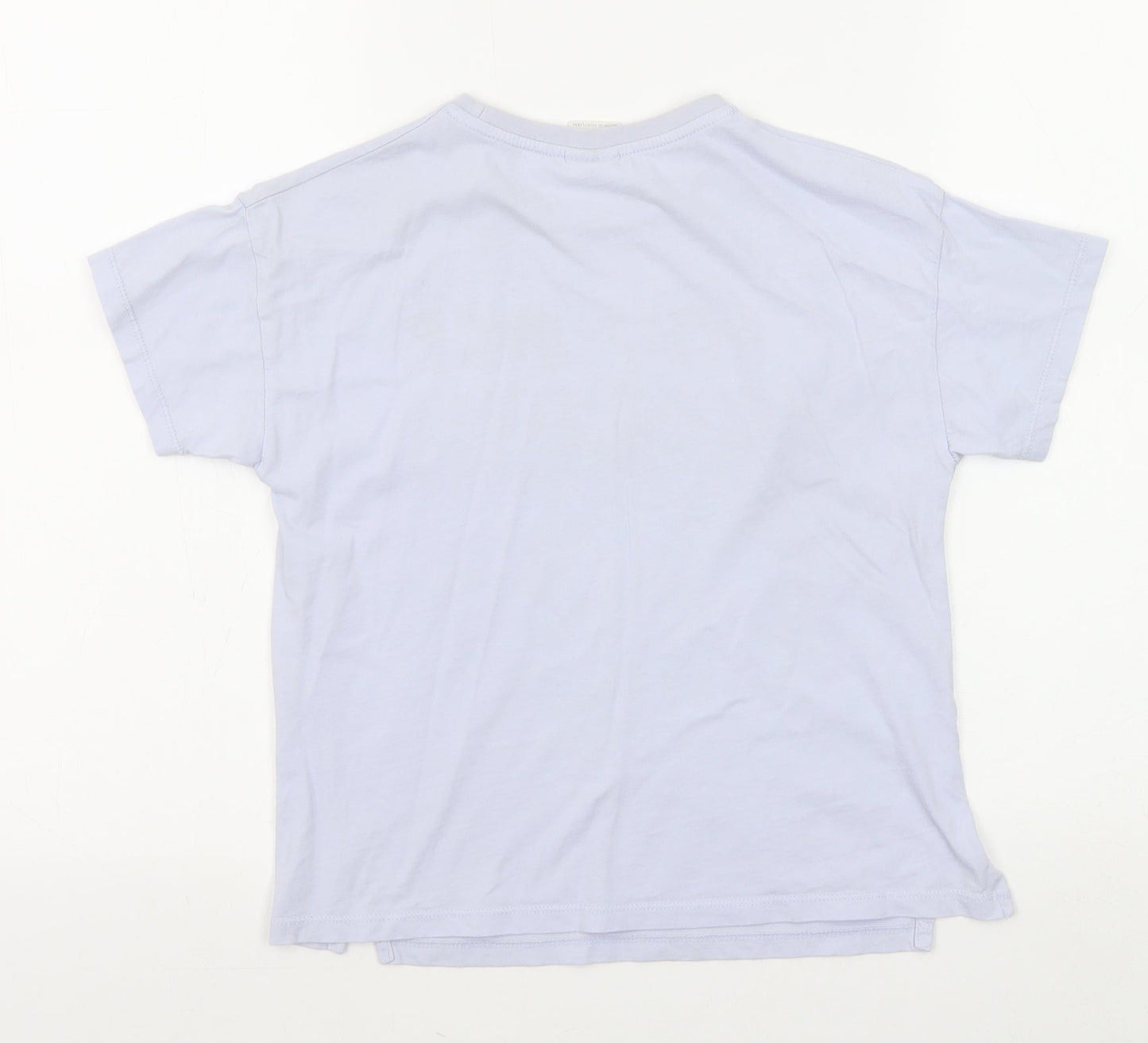 Zara Girls Blue Cotton Basic T-Shirt Size 8 Years Round Neck Pullover - You Are Golden