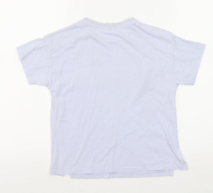 Zara Girls Blue Cotton Basic T-Shirt Size 8 Years Round Neck Pullover - You Are Golden