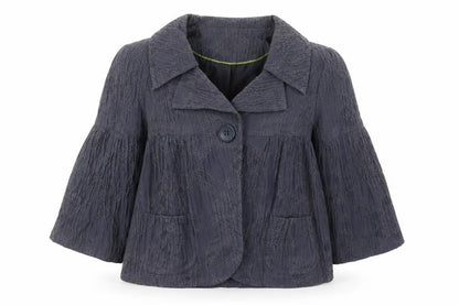 Edina Ronay Womens Blue Geometric Jacket Size 12 Button