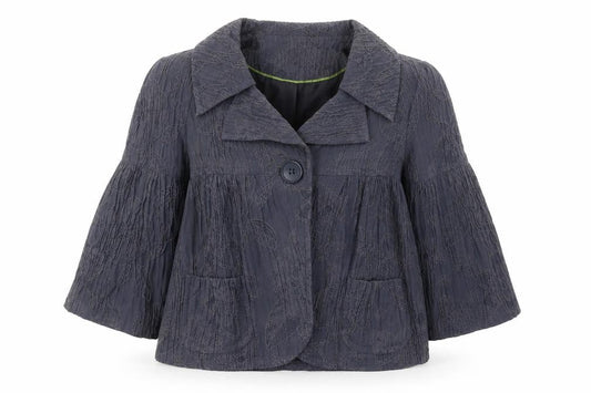 Edina Ronay Womens Blue Geometric Jacket Size 12 Button