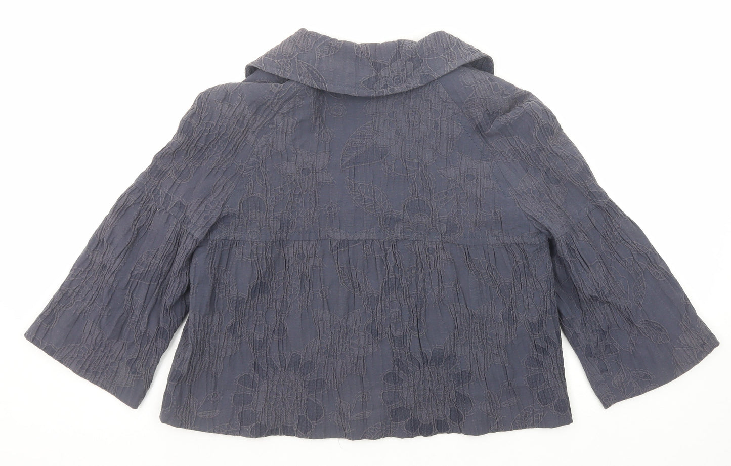 Edina Ronay Womens Blue Geometric Jacket Size 12 Button