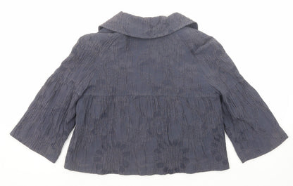 Edina Ronay Womens Blue Geometric Jacket Size 12 Button