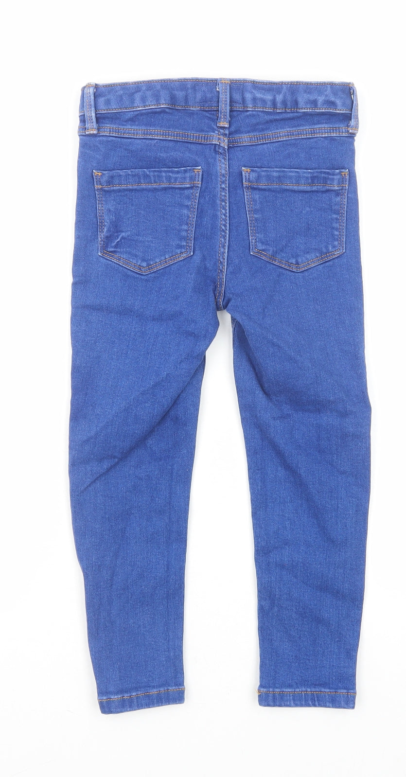 NEXT Girls Blue Cotton Skinny Jeans Size 6 Years Regular Zip