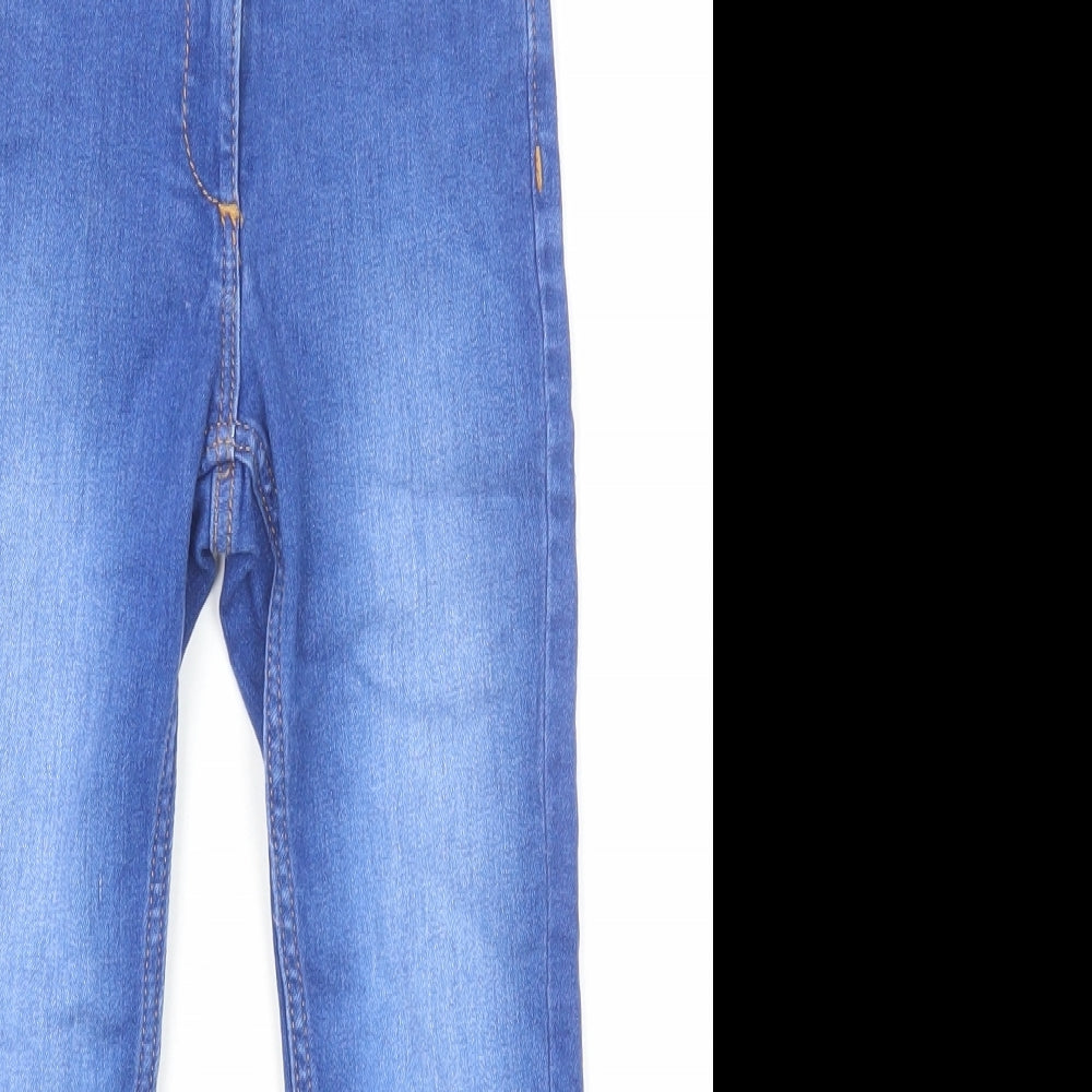 NEXT Girls Blue Cotton Skinny Jeans Size 6 Years Regular Zip