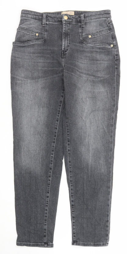 Sylvie Meis Womens Black Cotton Straight Jeans Size 30 in Regular Zip