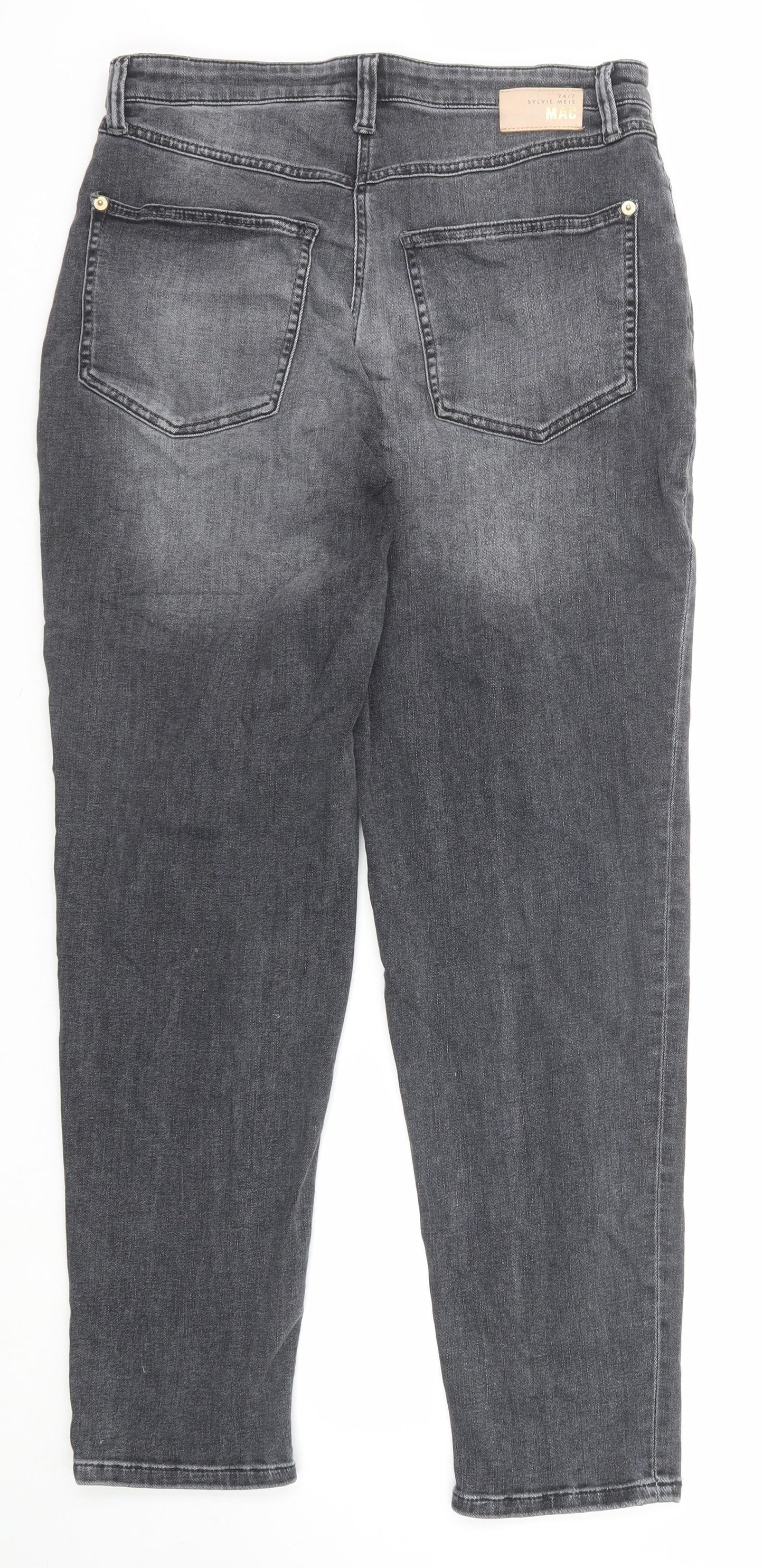 Sylvie Meis Womens Black Cotton Straight Jeans Size 30 in Regular Zip