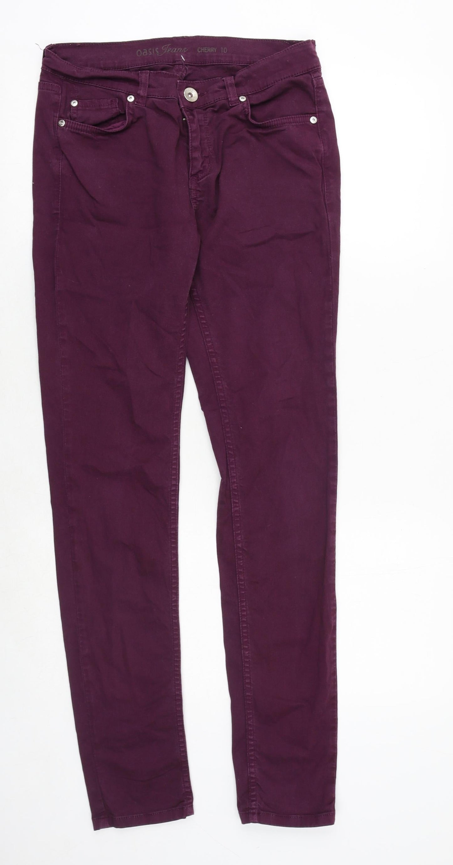 Oasis Womens Red Cotton Skinny Jeans Size 10 Regular Zip
