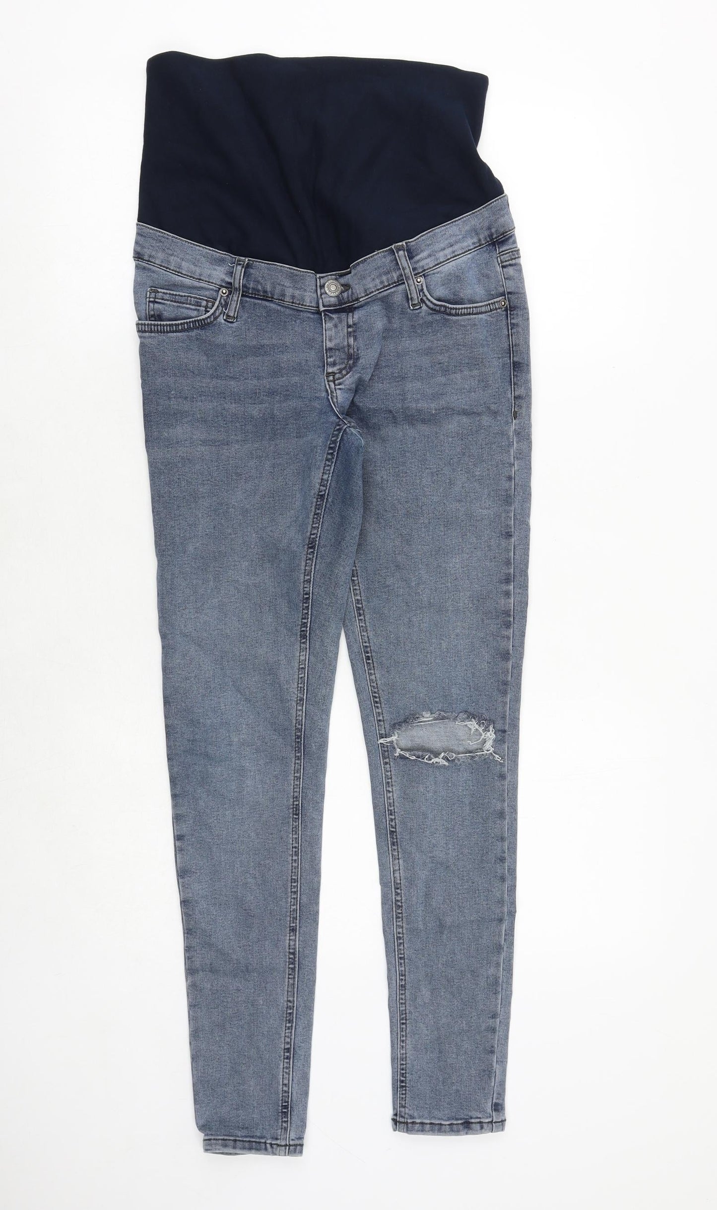 Topshop Womens Blue Cotton Skinny Jeans Size 8 Regular Zip