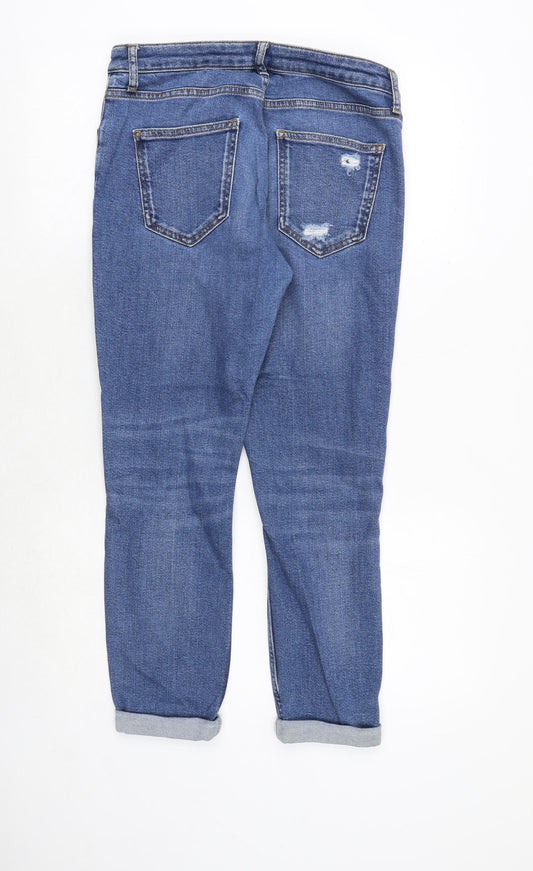 Topshop Womens Blue Cotton Straight Jeans Size 28 in Regular Zip