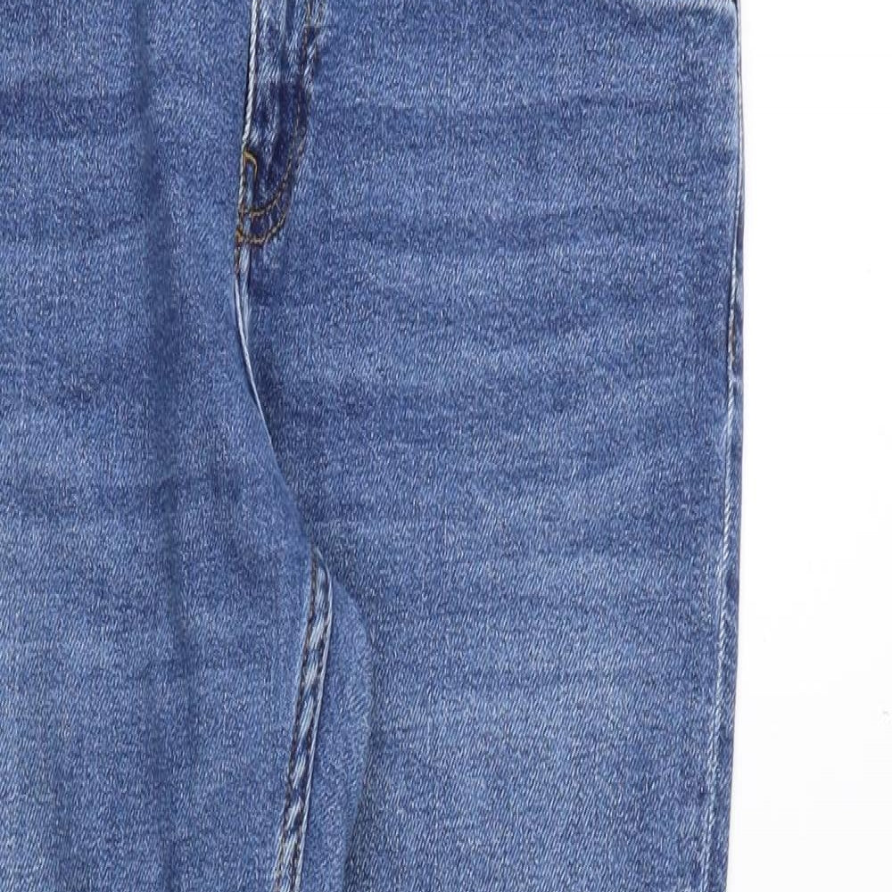 Topshop Womens Blue Cotton Straight Jeans Size 28 in Regular Zip