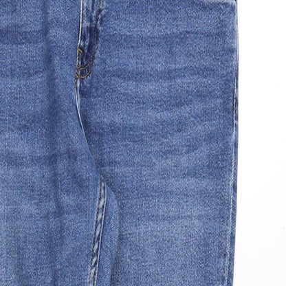 Topshop Womens Blue Cotton Straight Jeans Size 28 in Regular Zip