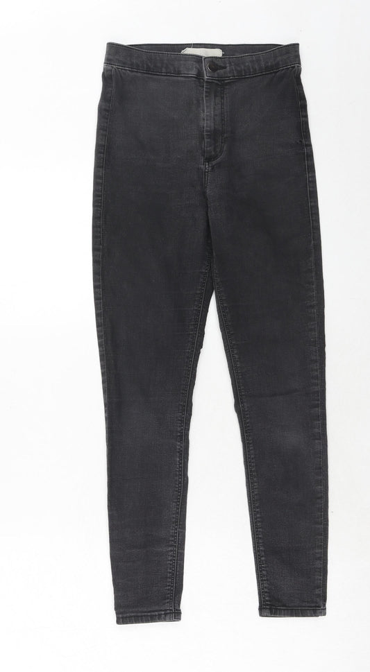 Topshop Womens Black Cotton Skinny Jeans Size 26 in L30 in Regular Zip