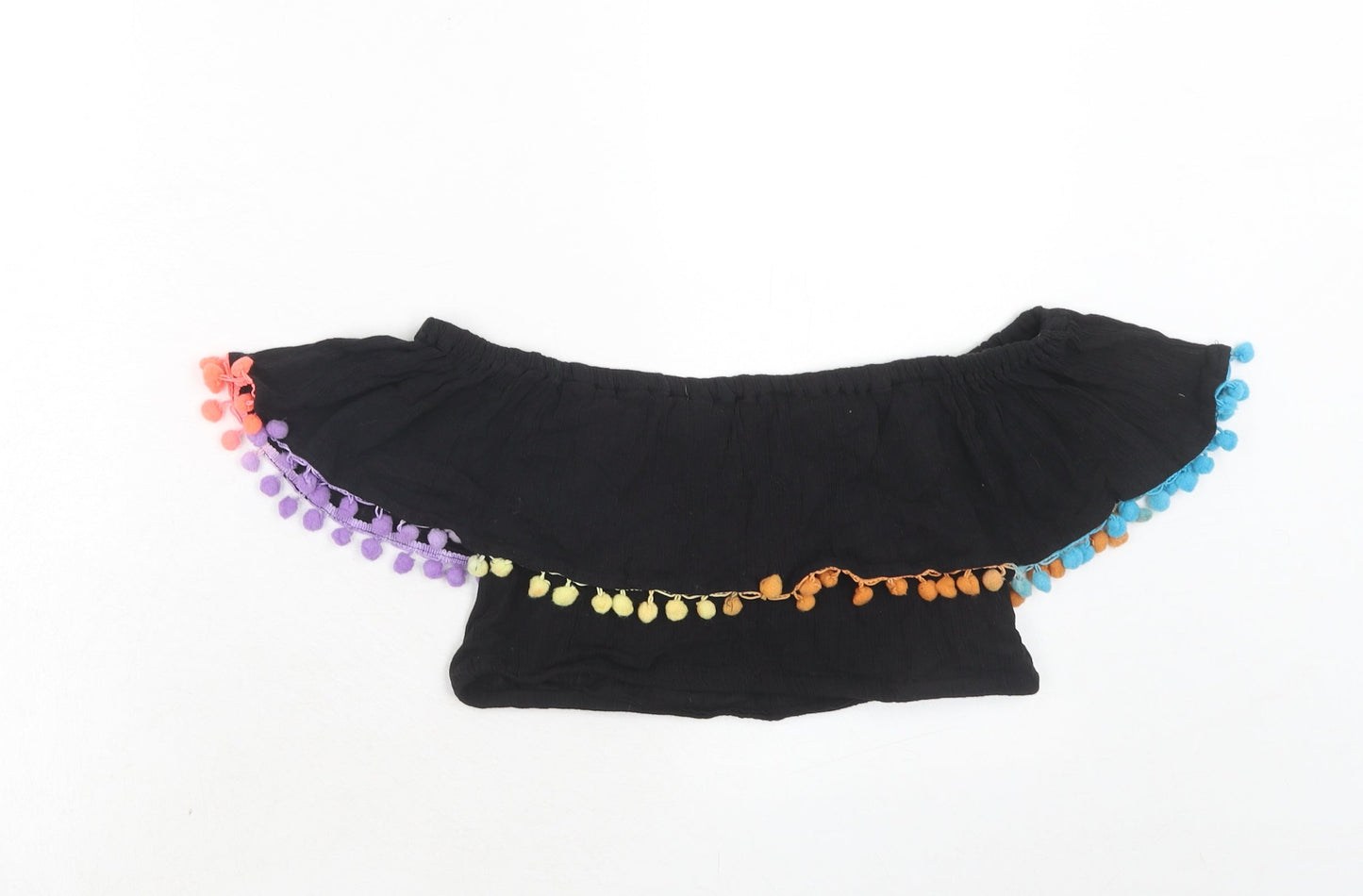 Boohoo Womens Black Cotton Basic Tank Size L Off the Shoulder