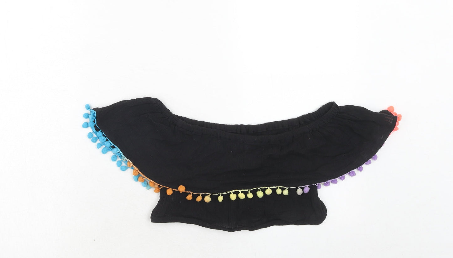 Boohoo Womens Black Cotton Basic Tank Size L Off the Shoulder