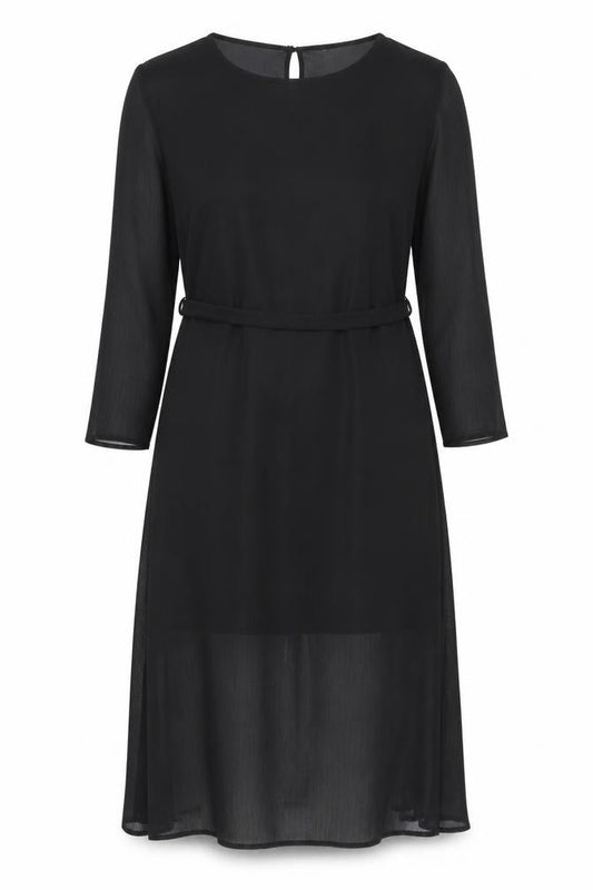 Yessica Womens Black Polyester Trapeze & Swing Size 14 Round Neck Button