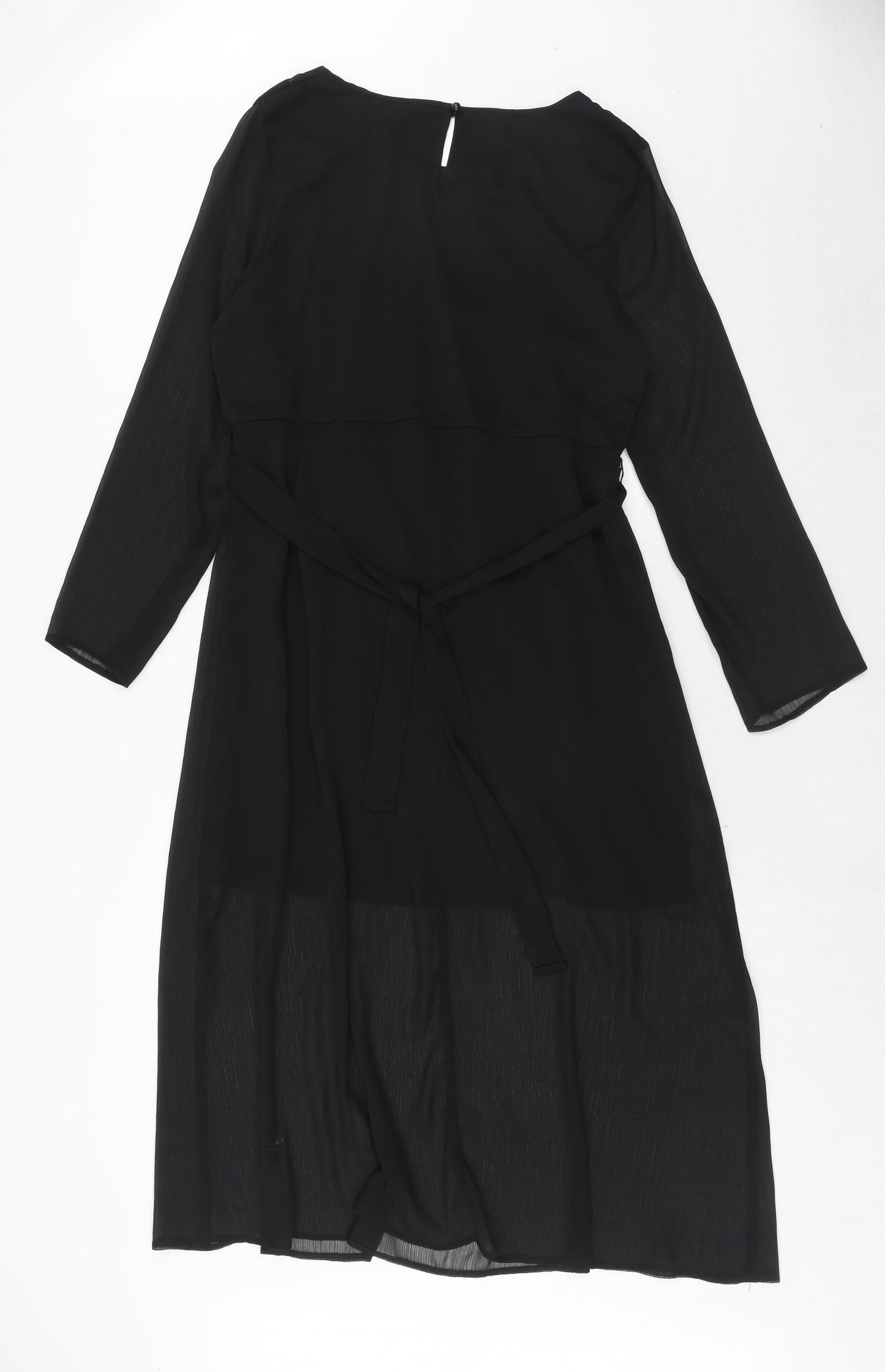Yessica Womens Black Polyester Trapeze & Swing Size 14 Round Neck Button
