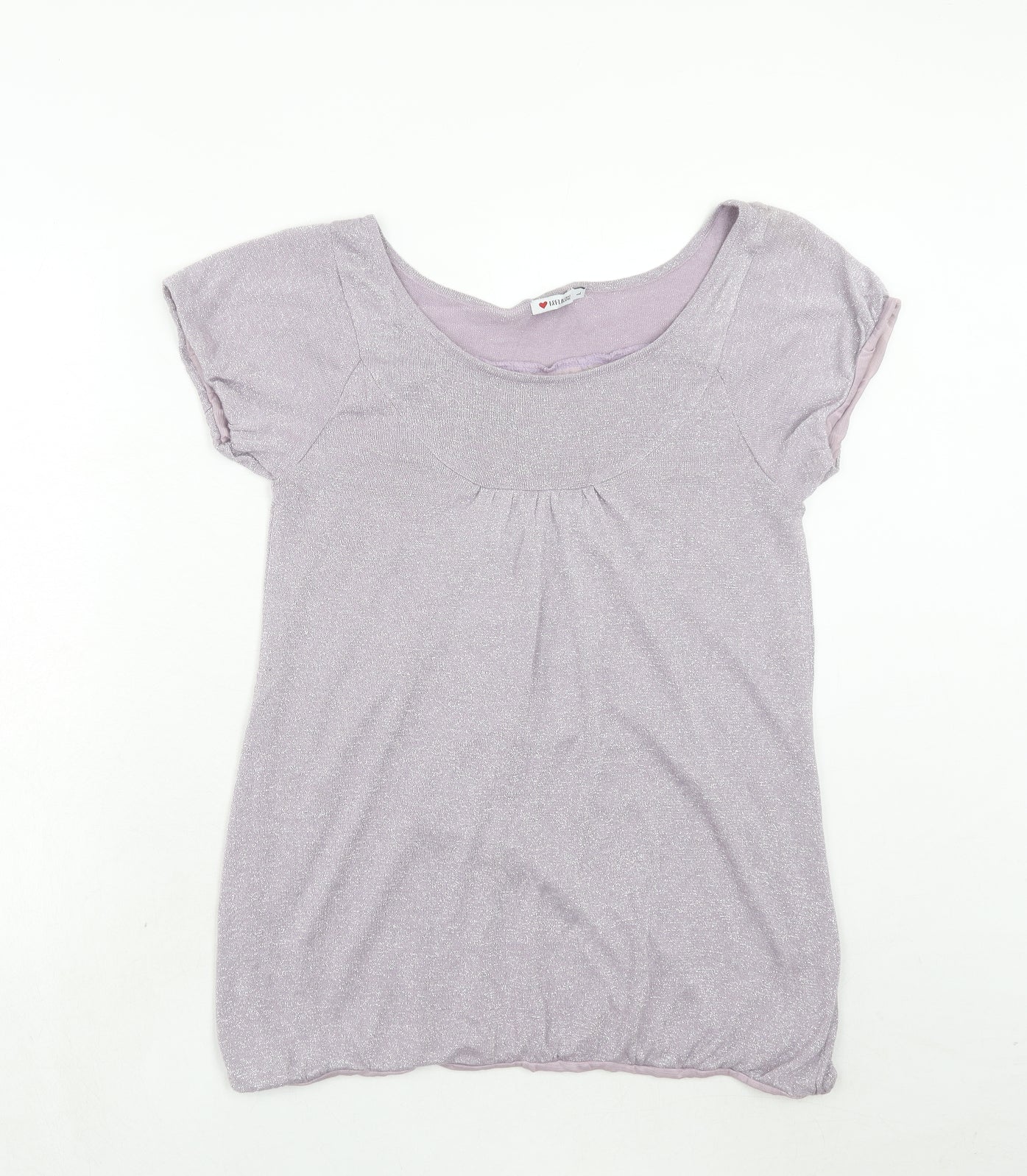 Influence Womens Purple Geometric Polyester Basic Blouse Size L Round Neck