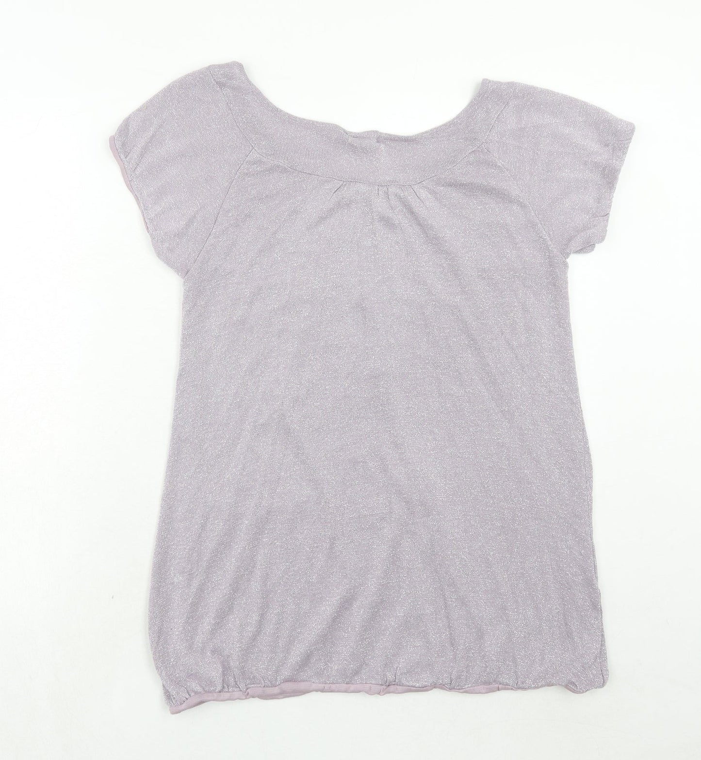 Influence Womens Purple Geometric Polyester Basic Blouse Size L Round Neck