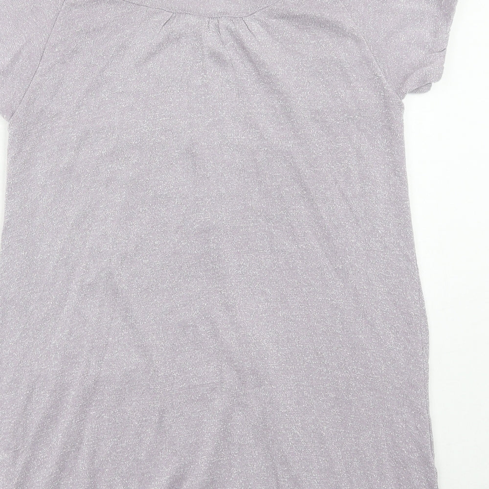 Influence Womens Purple Geometric Polyester Basic Blouse Size L Round Neck