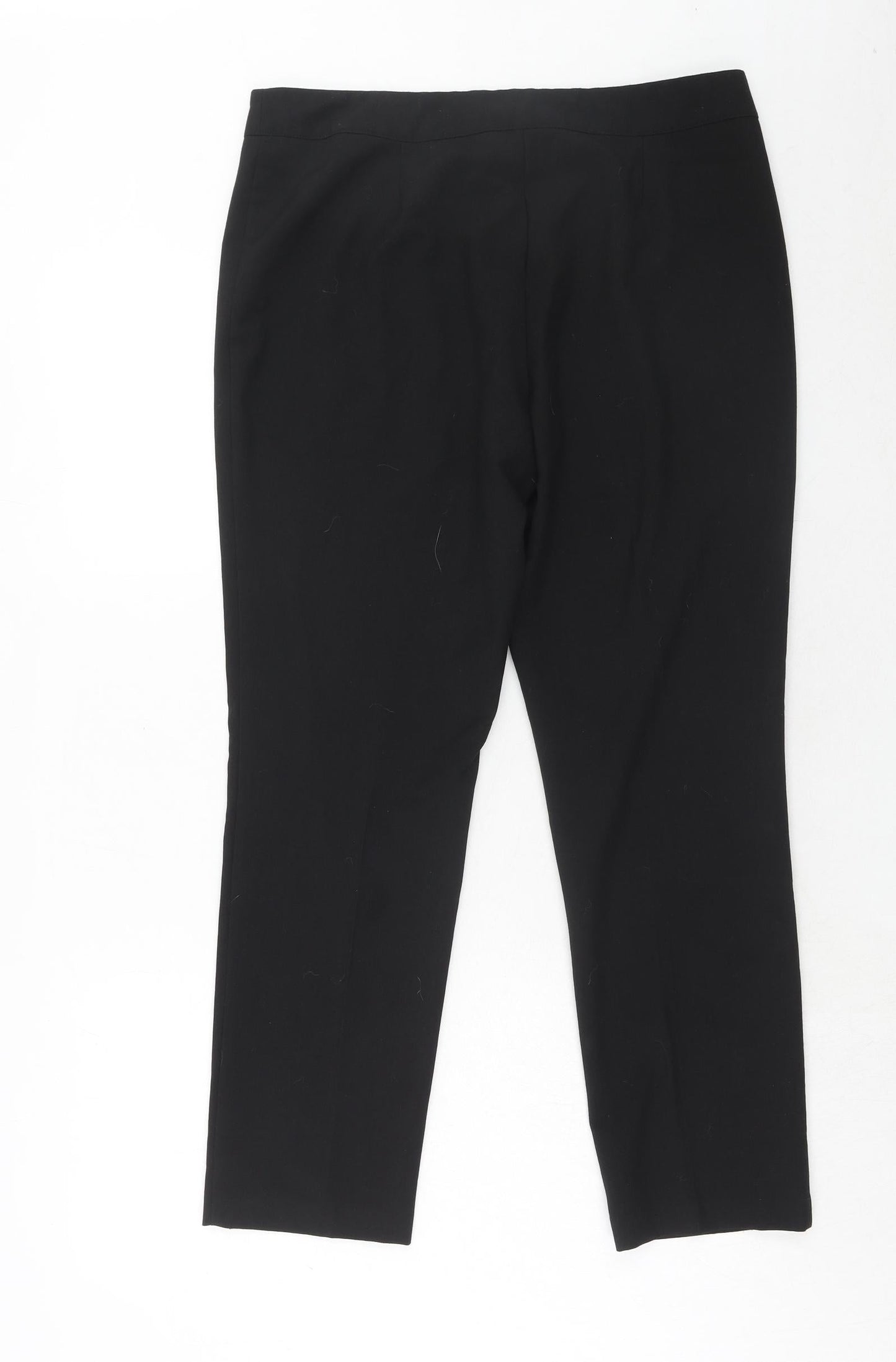 Classic Womens Black Polyester Trousers Size 14 Regular Hook & Eye