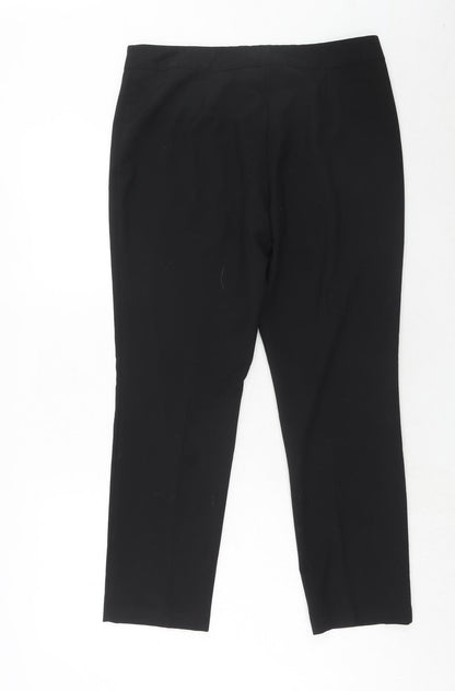 Classic Womens Black Polyester Trousers Size 14 Regular Hook & Eye