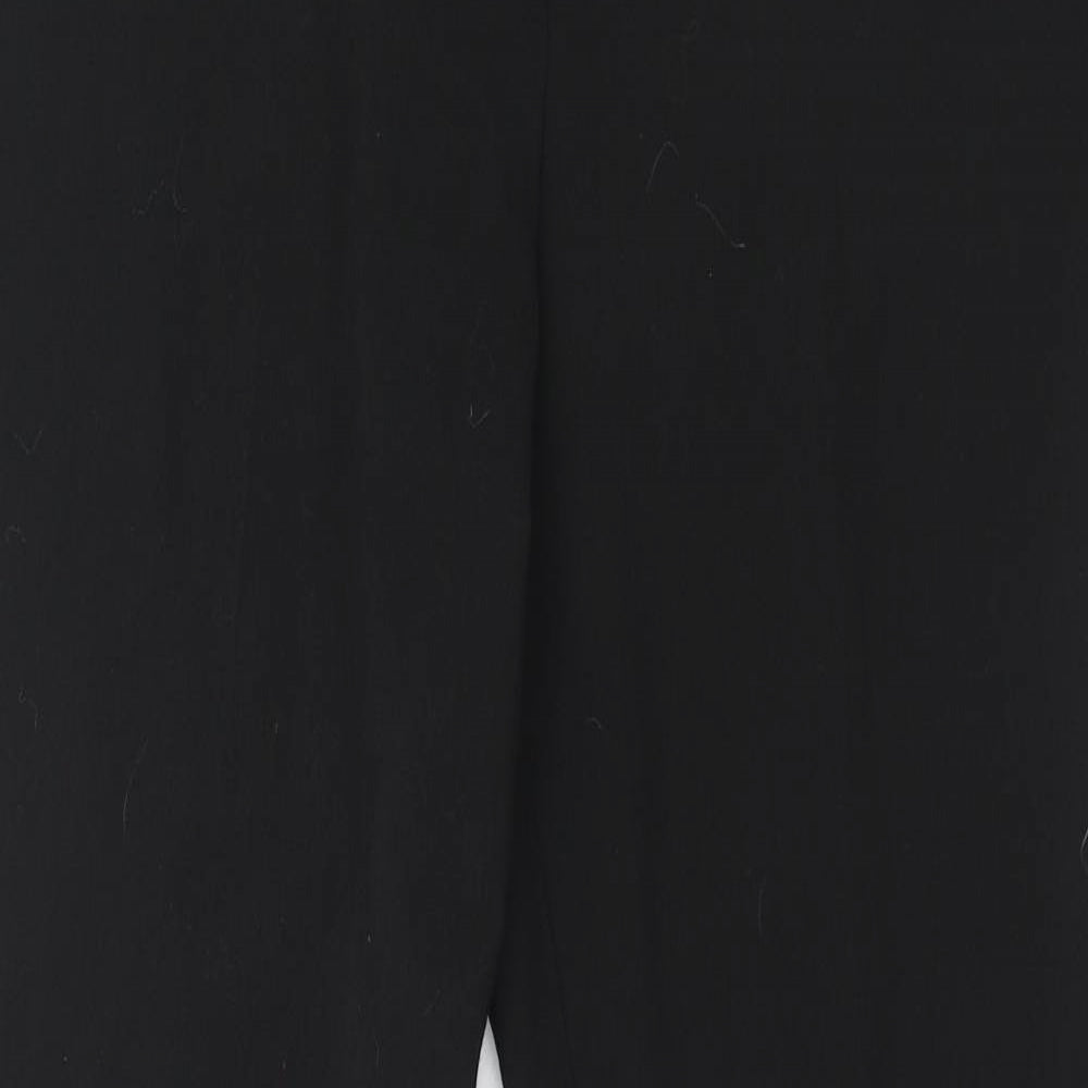 Classic Womens Black Polyester Trousers Size 14 Regular Hook & Eye