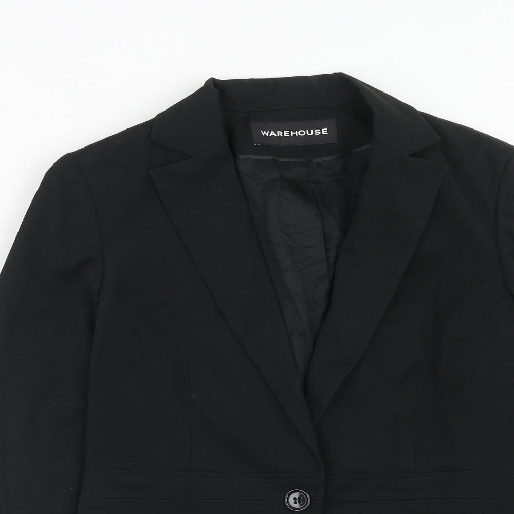 Warehouse Womens Black Polyester Jacket Suit Jacket Size 12