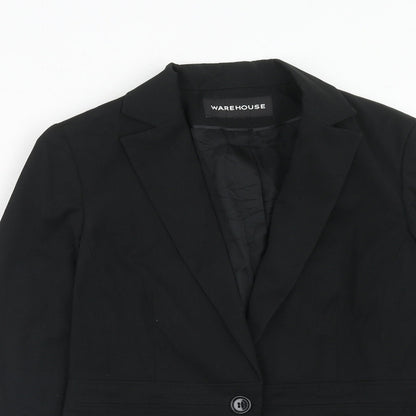 Warehouse Womens Black Polyester Jacket Suit Jacket Size 12