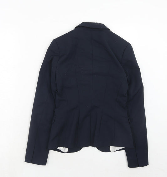 H&M Womens Blue Polyester Jacket Blazer Size 4