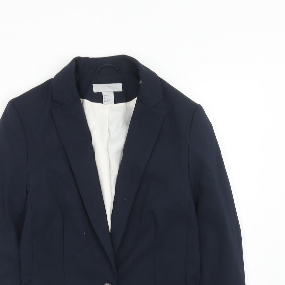 H&M Womens Blue Polyester Jacket Blazer Size 4