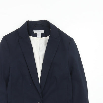 H&M Womens Blue Polyester Jacket Blazer Size 4