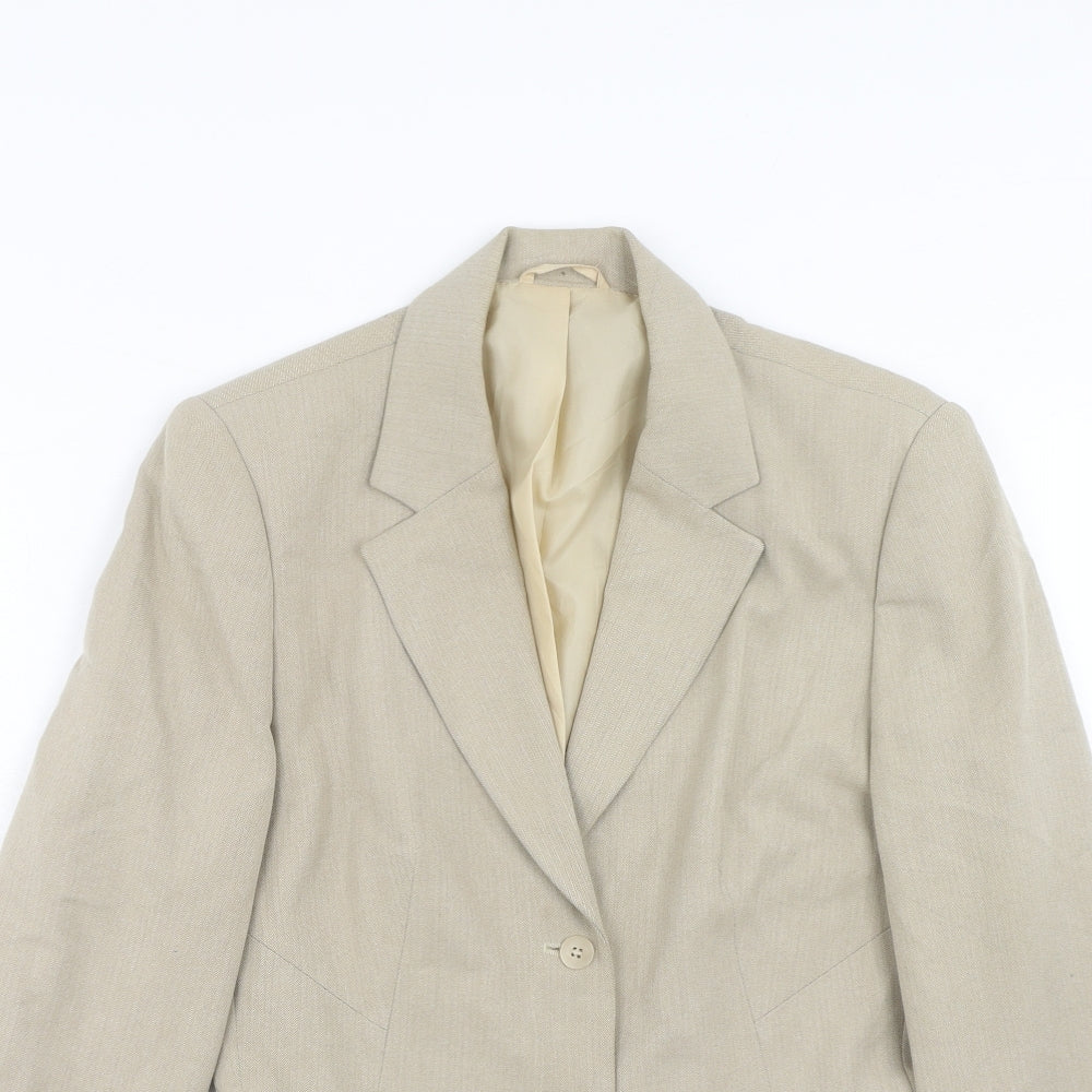 NEXT Womens Beige Polyester Jacket Suit Jacket Size 10
