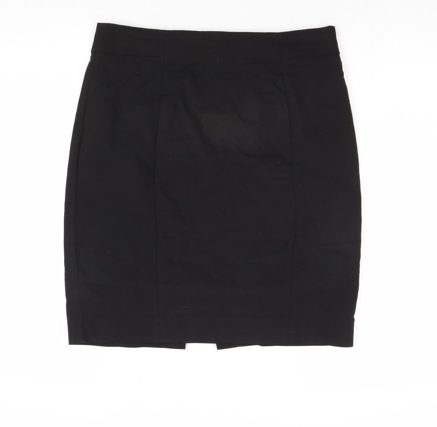 H&M Womens Black Cotton A-Line Skirt Size 12 Zip