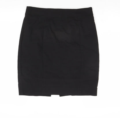 H&M Womens Black Cotton A-Line Skirt Size 12 Zip