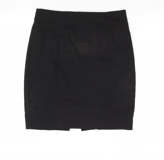H&M Womens Black Cotton A-Line Skirt Size 12 Zip