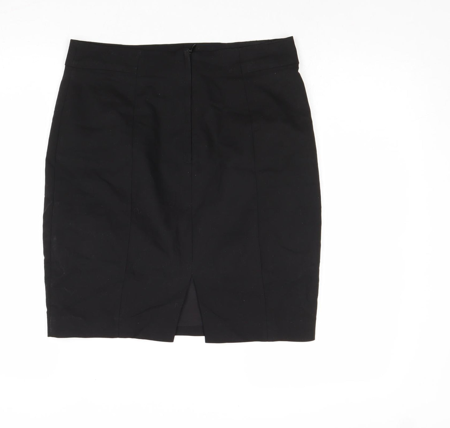 H&M Womens Black Cotton A-Line Skirt Size 12 Zip