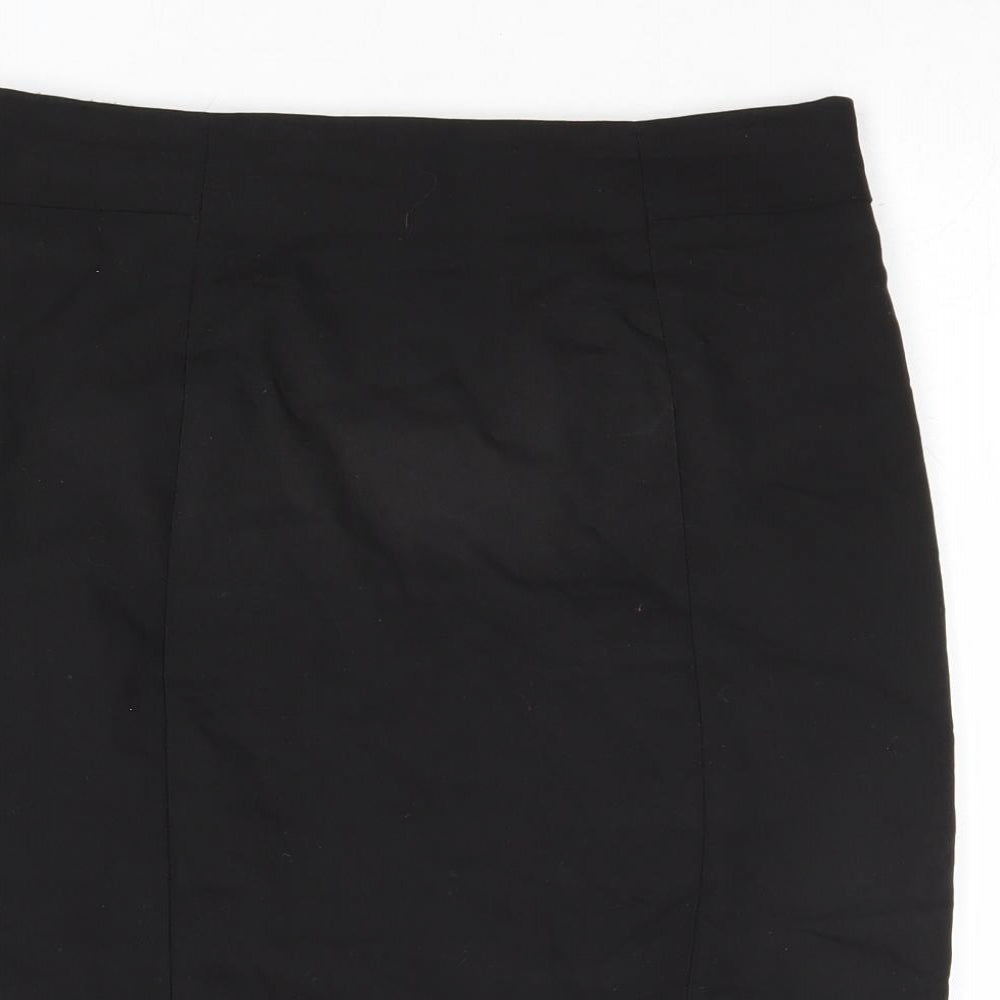 H&M Womens Black Cotton A-Line Skirt Size 12 Zip