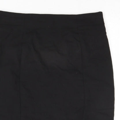 H&M Womens Black Cotton A-Line Skirt Size 12 Zip