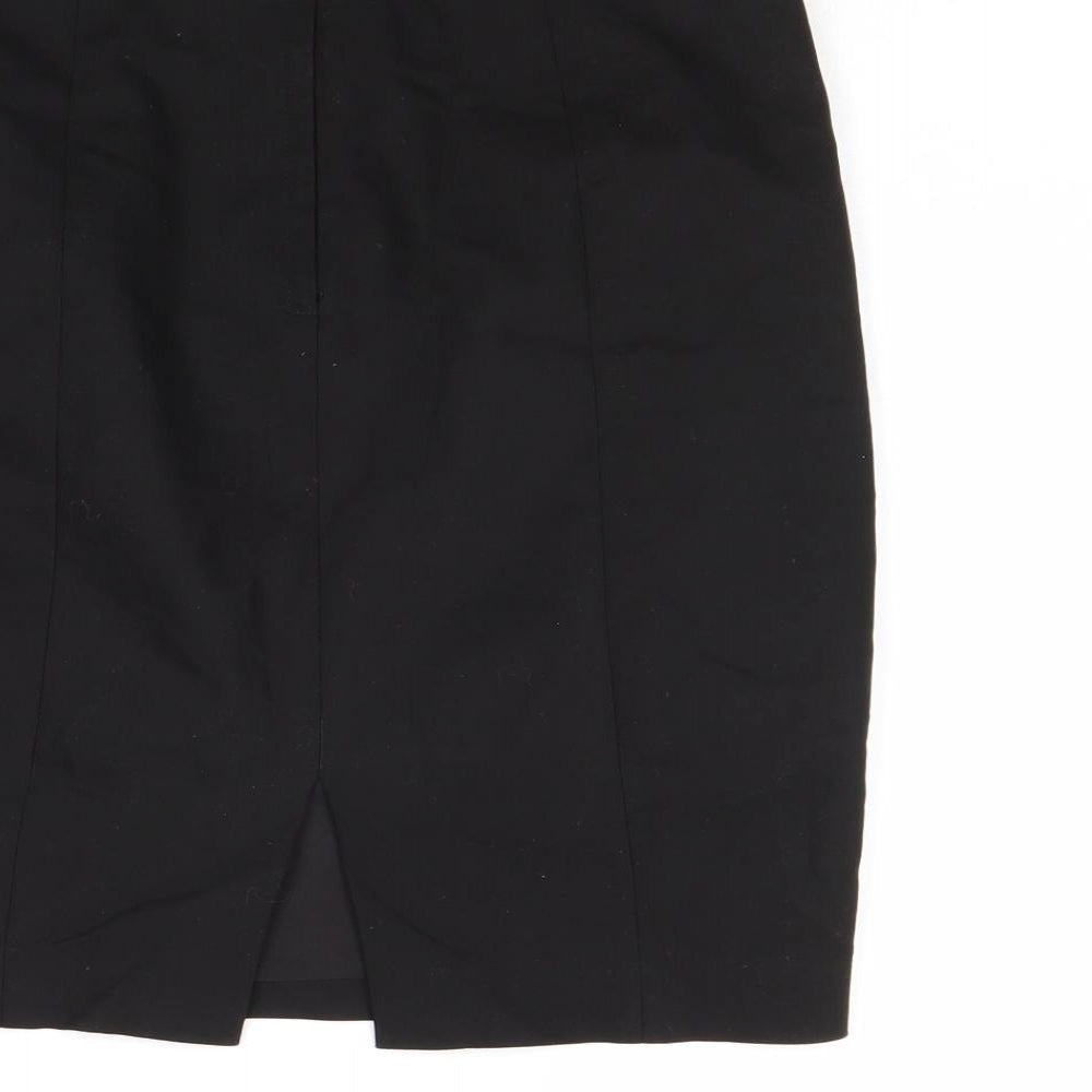 H&M Womens Black Cotton A-Line Skirt Size 12 Zip