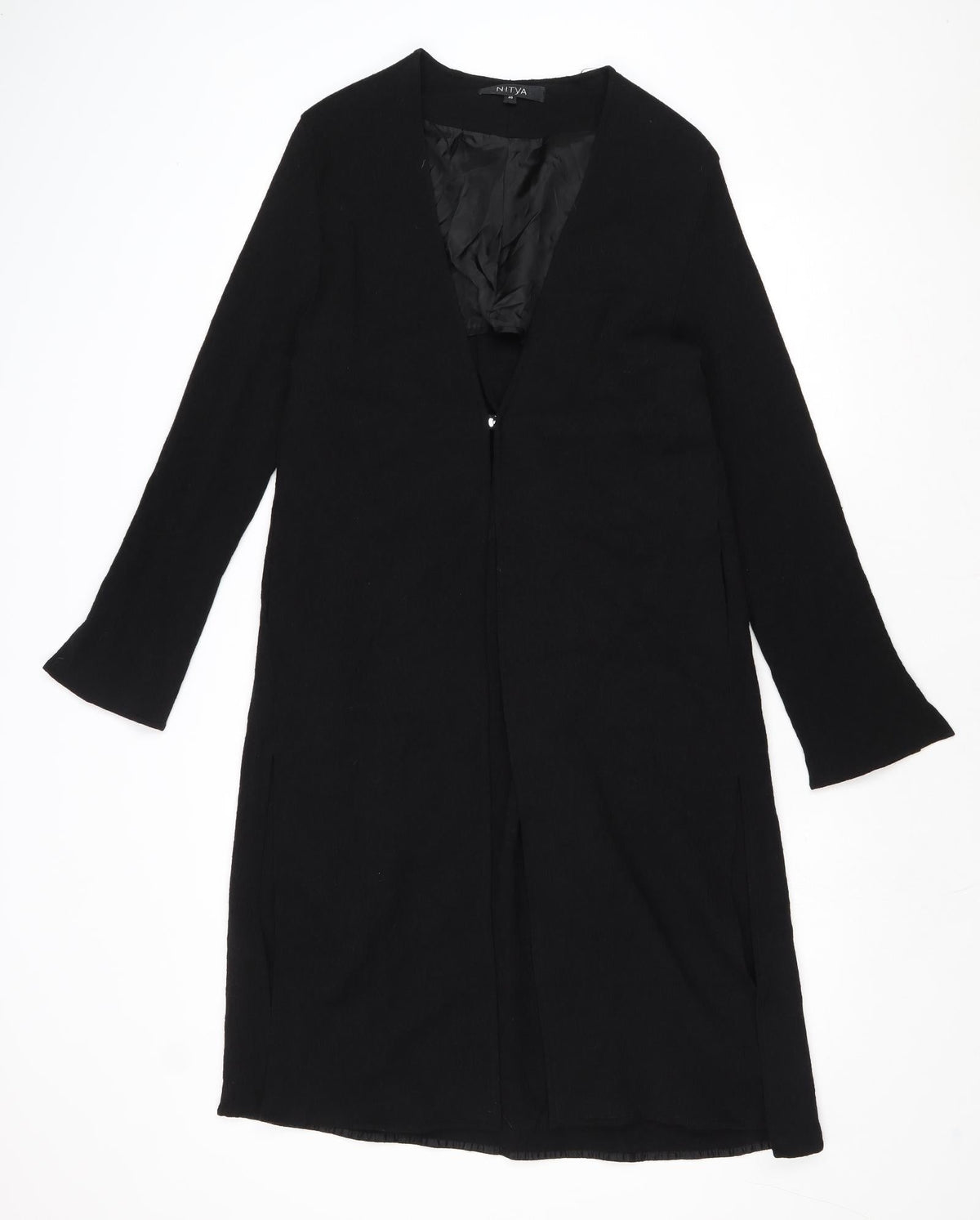 NITYA Womens Black Overcoat Coat Size 10 Button