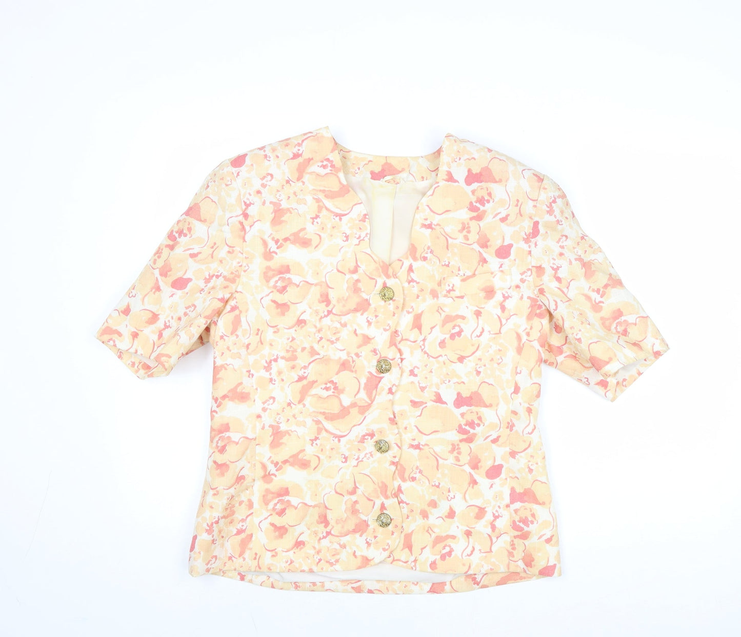 C&A Womens Multicoloured Floral Jacket Blazer Size 14 Button