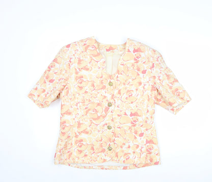 C&A Womens Multicoloured Floral Jacket Blazer Size 14 Button
