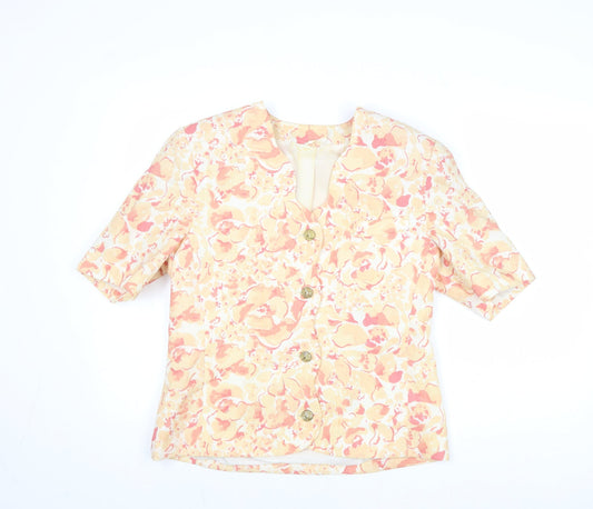 C&A Womens Multicoloured Floral Jacket Blazer Size 14 Button