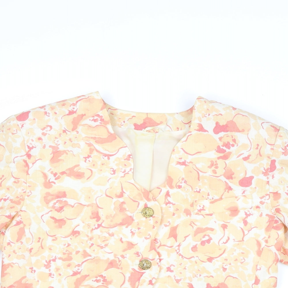 C&A Womens Multicoloured Floral Jacket Blazer Size 14 Button