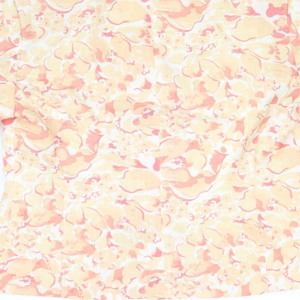 C&A Womens Multicoloured Floral Jacket Blazer Size 14 Button