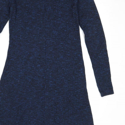 Topshop Womens Blue Polyester Jumper Dress Size 8 Round Neck Pullover