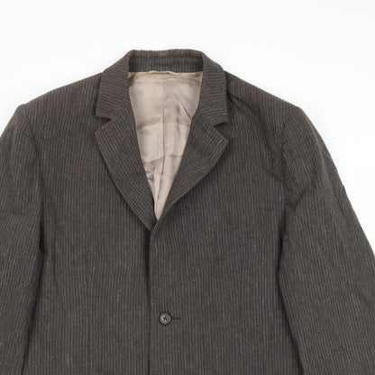 Monsoon Mens Brown Striped Cotton Jacket Suit Jacket Size 40 Regular