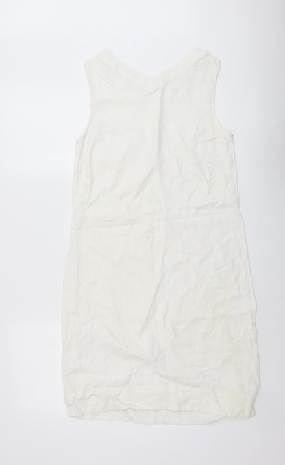Marks and Spencer Womens Ivory Cotton A-Line Size 8 Round Neck Pullover