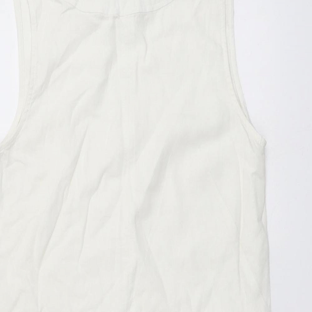 Marks and Spencer Womens Ivory Cotton A-Line Size 8 Round Neck Pullover